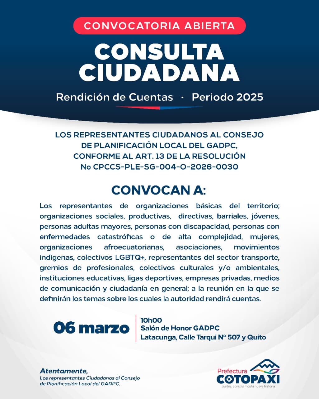 Convocatoria Abierta Consulta Ciudadana