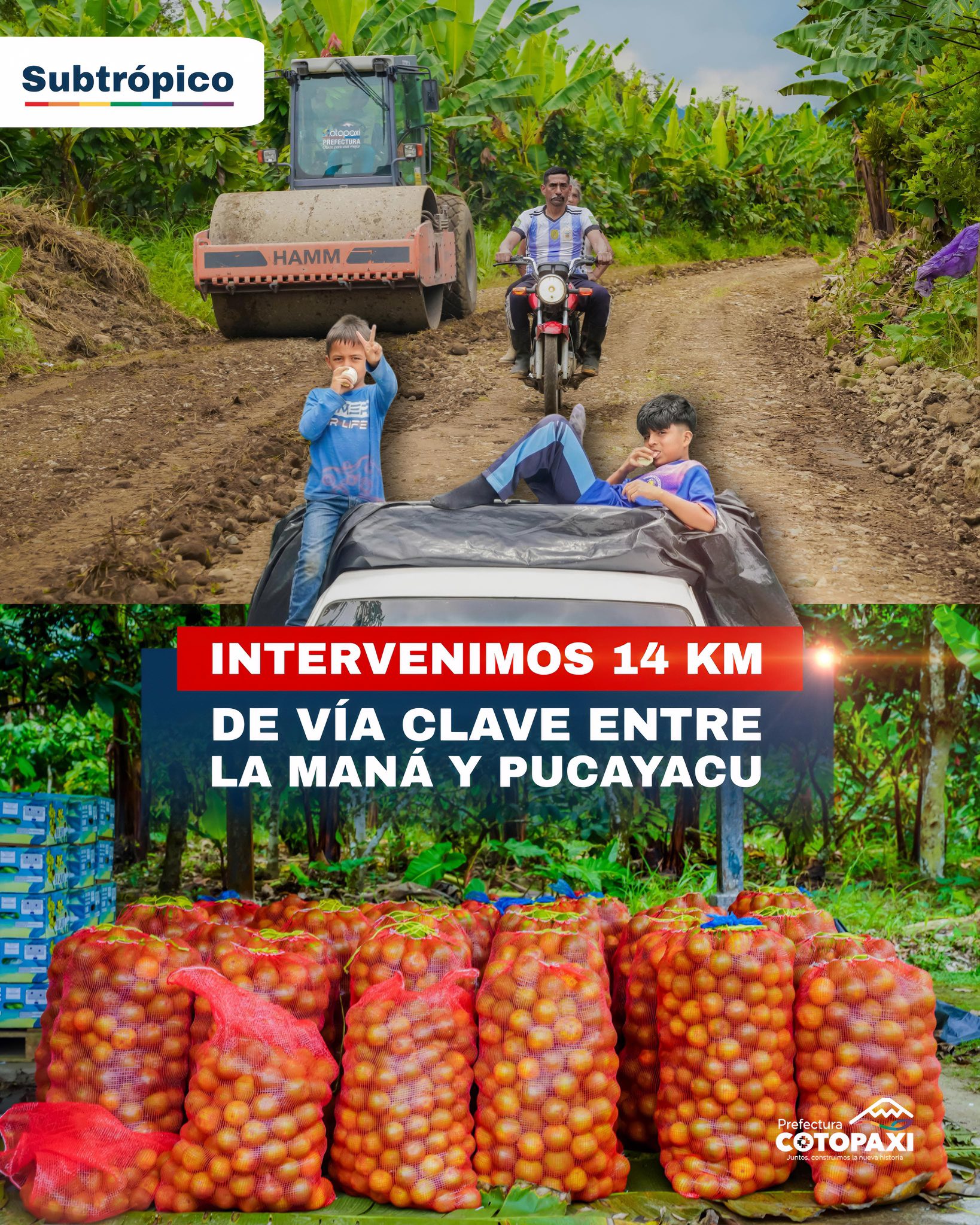Intervenimos 14km de via clave La Maná y Pucayacu
