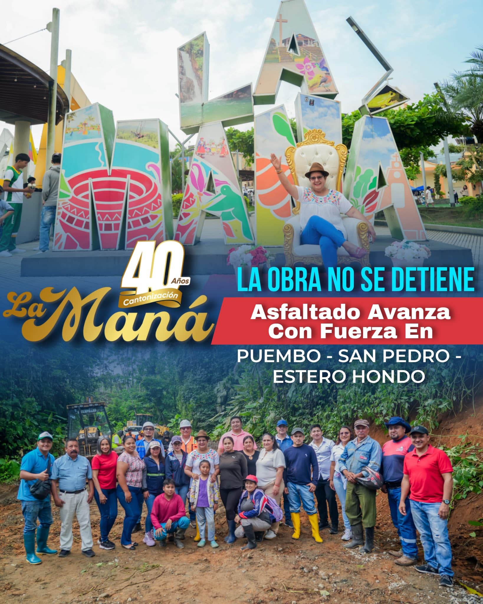 La obra no se detiene asfaltado con fuerza en puembo-san pedro- estero hondo