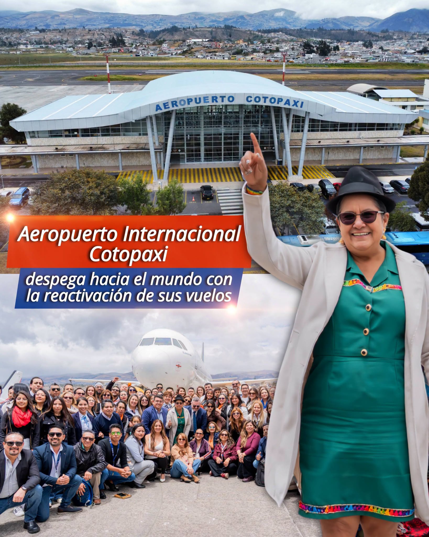 Nuestra prefecta, Lourdes Tibán, fue parte de la 𝐩𝐫𝐞𝐬𝐞𝐧𝐭𝐚𝐜𝐢𝐨́𝐧 𝐨𝐟𝐢𝐜𝐢𝐚𝐥 𝐝𝐞 𝐥𝐨𝐬 𝐯𝐮𝐞𝐥𝐨𝐬 𝐧𝐚𝐜𝐢𝐨𝐧𝐚𝐥𝐞𝐬 𝐞 𝐢𝐧𝐭𝐞𝐫𝐧𝐚𝐜𝐢𝐨𝐧𝐚𝐥𝐞𝐬 𝐝𝐞𝐬𝐝𝐞 𝐞𝐥 𝐀𝐞𝐫𝐨𝐩𝐮𝐞𝐫𝐭𝐨 𝐈𝐧𝐭𝐞𝐫𝐧𝐚𝐜𝐢𝐨𝐧𝐚𝐥 𝐂𝐨𝐭𝐨𝐩𝐚𝐱𝐢