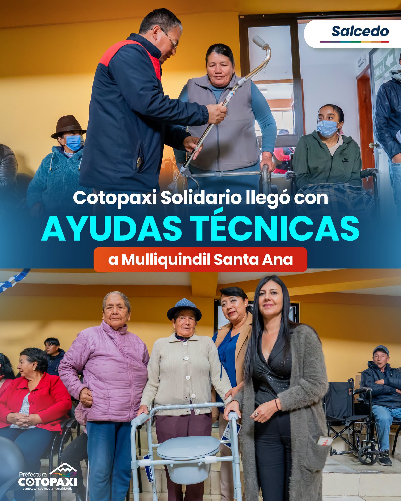 Un trabajo conjunto entre Cotopaxi Solidario  y el GAD de Mulliquindil hizo posible la dotación de ayudas técnicas a personas con discapacidad y adultos mayores de la parroquia.