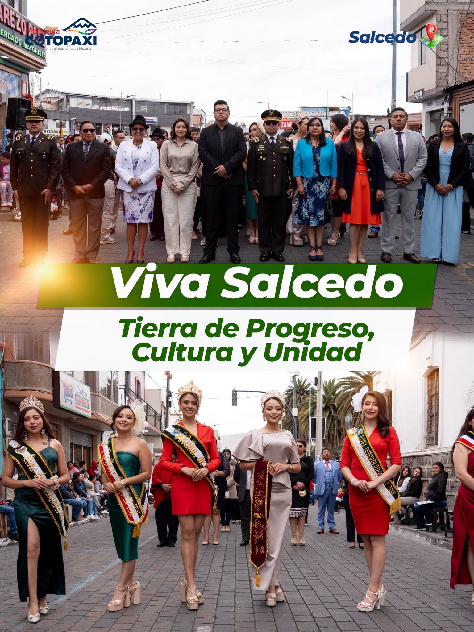 Nuestra Prefecta Lourdes Tibán rindió homenaje a Salcedo en su desfile cívico por su aniversario de cantonización.