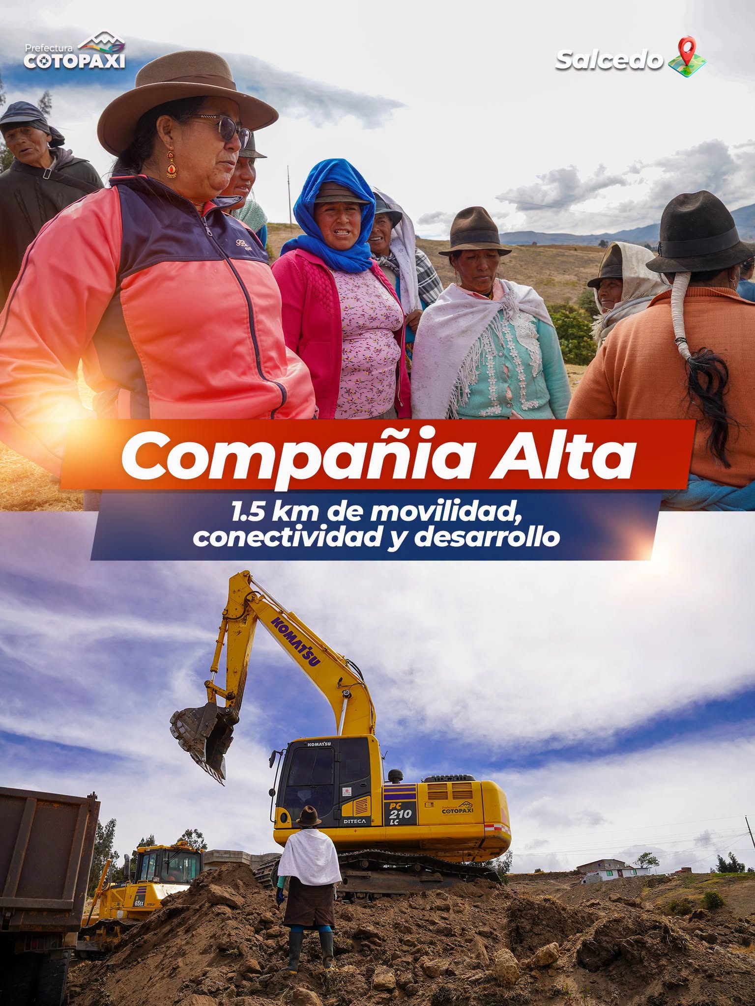 En la comunidad Compañía Alta del cantón #Salcedo, avanzamos a paso firme con la ampliación de 1,5 kilómetros de vía.