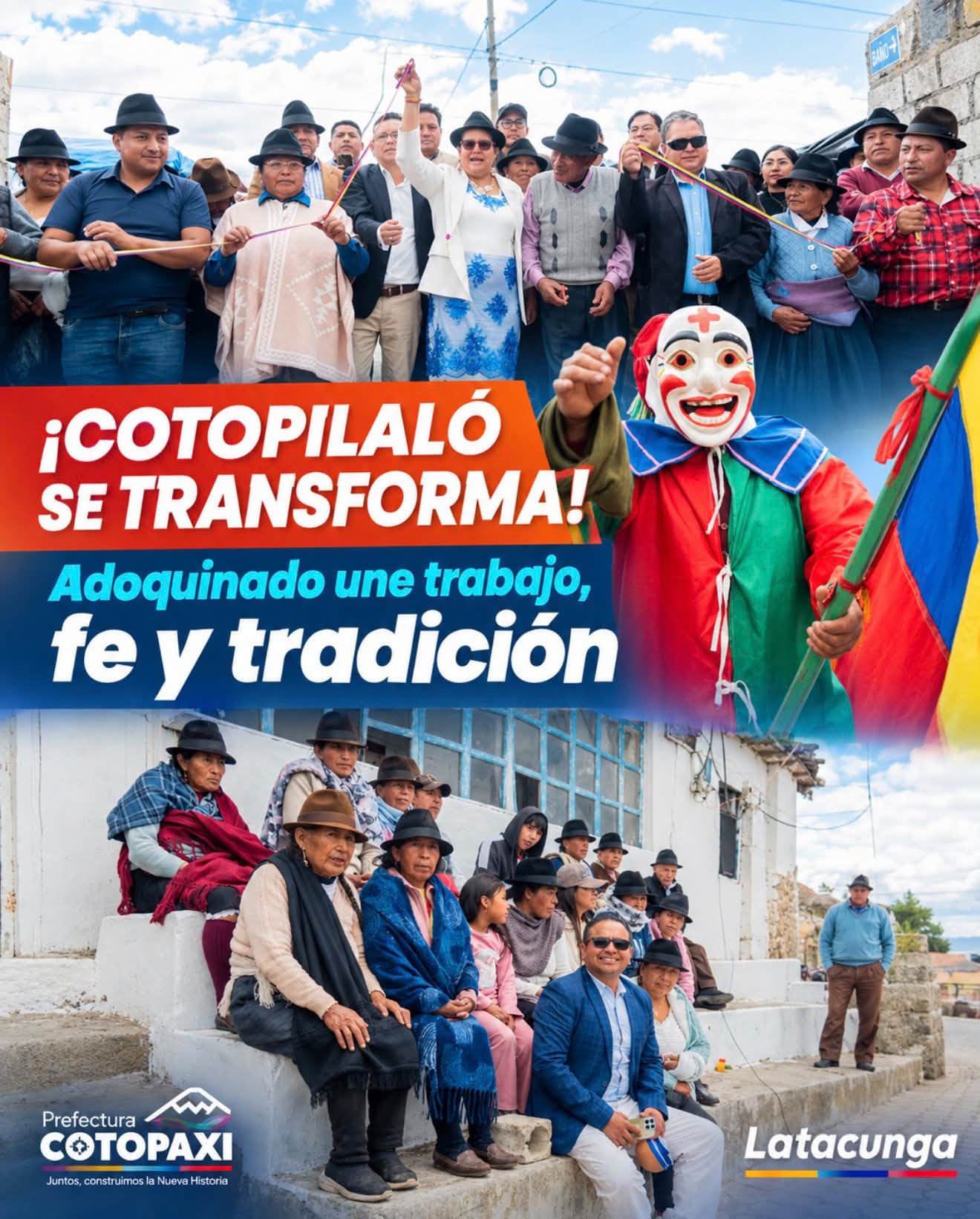 En Cotopilaló, parroquia de Toacaso, entre música, comparsas y juegos tradicionales, se entregó el adoquinado