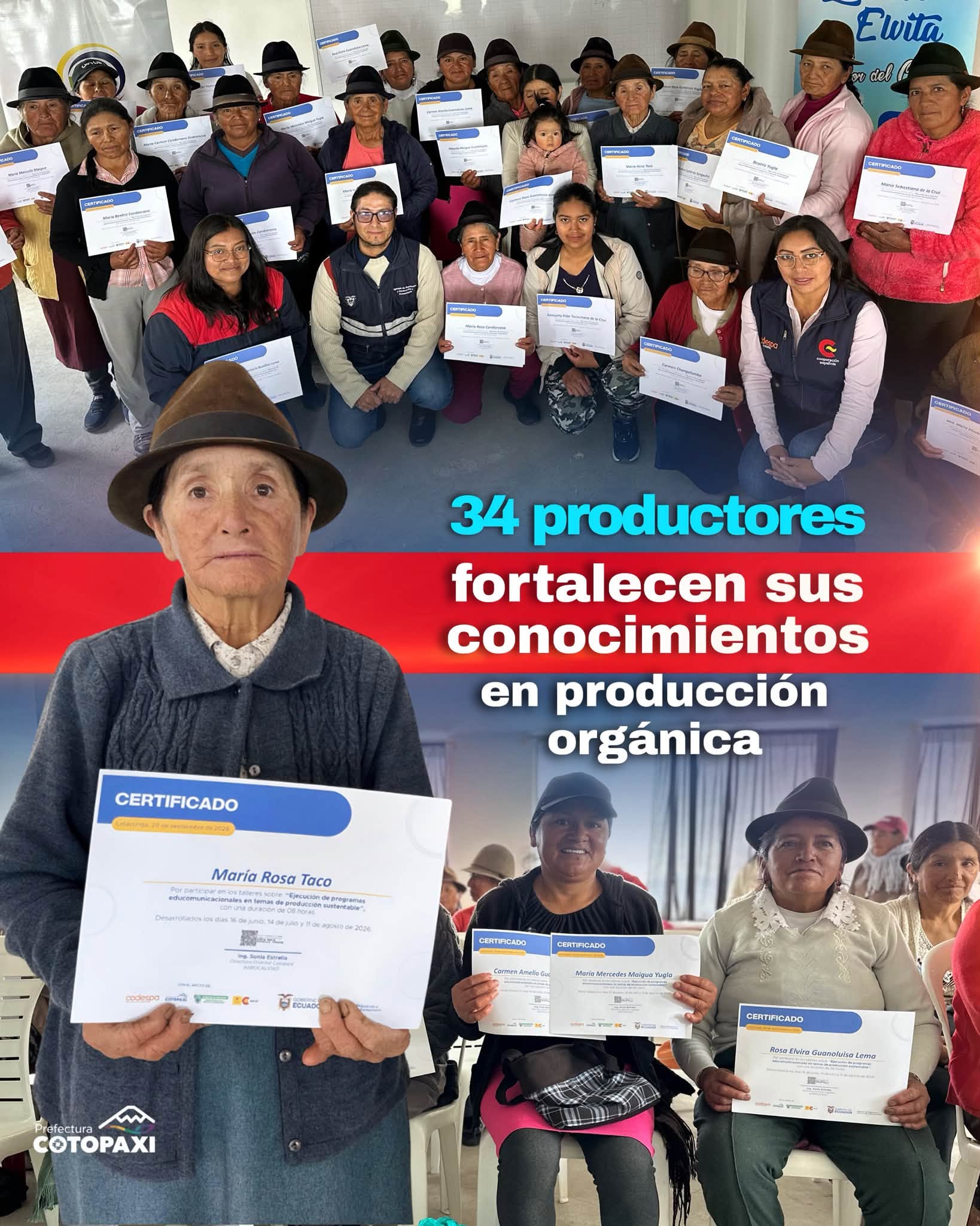 Junto a Agrocalidad y CODESPA, capacitamos a 34 productores de Belisario Quevedo, integrantes de la Asociación de Producción Alimenticia Nueva Esperanza