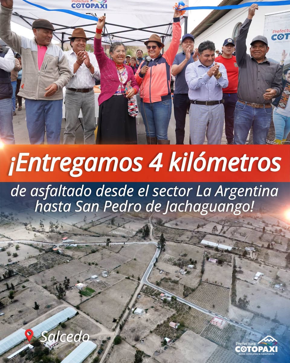 Nuestra prefecta Lulú Tibán 𝐞𝐧𝐭𝐫𝐞𝐠𝐨́ 𝐚𝐩𝐫𝐨𝐱𝐢𝐦𝐚𝐝𝐚𝐦𝐞𝐧𝐭𝐞 𝟒 𝐤𝐢𝐥𝐨́𝐦𝐞𝐭𝐫𝐨𝐬 𝐝𝐞 𝐚𝐬𝐟𝐚𝐥𝐭𝐚𝐝𝐨 𝐝𝐞𝐬𝐝𝐞 𝐞𝐥 𝐬𝐞𝐜𝐭𝐨𝐫 𝐋𝐚 𝐀𝐫𝐠𝐞𝐧𝐭𝐢𝐧𝐚 𝐡𝐚𝐬𝐭𝐚 𝐒𝐚𝐧 𝐏𝐞𝐝𝐫𝐨 𝐝𝐞 𝐉𝐚𝐜𝐡𝐚𝐠𝐮𝐚𝐧𝐠𝐨
