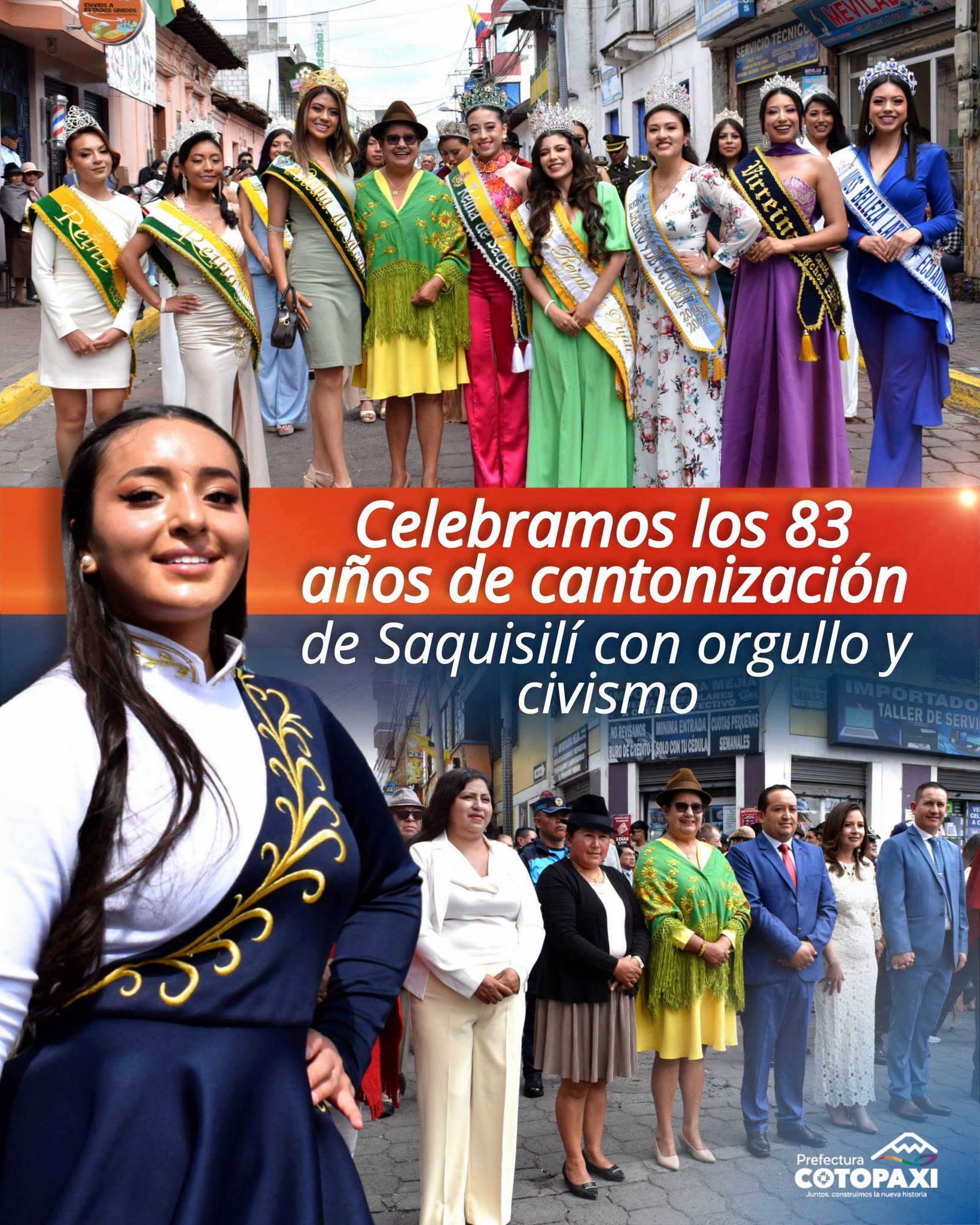 Nuestra prefecta de Cotopaxi, Lulú Tibán, participó en el 𝐝𝐞𝐬𝐟𝐢𝐥𝐞 𝐜𝐢́𝐯𝐢𝐜𝐨 𝐞𝐬𝐭𝐮𝐝𝐢𝐚𝐧𝐭𝐢𝐥 𝐦𝐢𝐥𝐢𝐭𝐚𝐫 𝐩𝐨𝐫 𝐥𝐨𝐬 𝟖𝟑 𝐚𝐧̃𝐨𝐬 𝐝𝐞 𝐜𝐚𝐧𝐭𝐨𝐧𝐢𝐳𝐚𝐜𝐢𝐨́𝐧 𝐝𝐞 𝐒𝐚𝐪𝐮𝐢𝐬𝐢𝐥𝐢́.