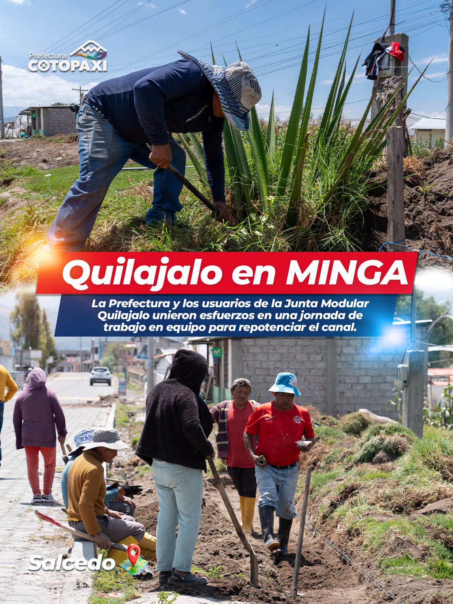 En minga con los usuarios y comuneros de la Junta Modular Quilajalo