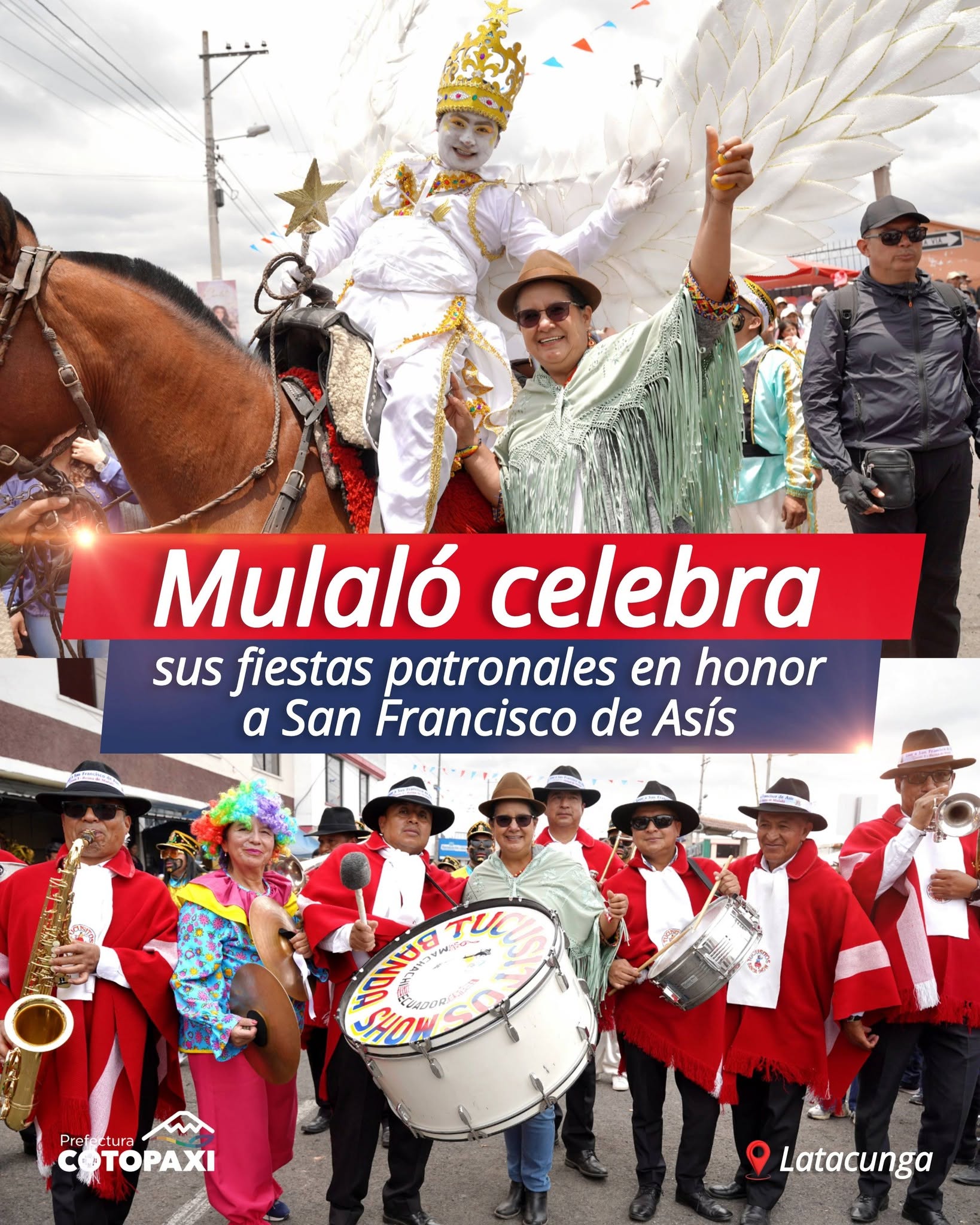 Nuestra prefecta, Lulú Tibán, y el viceprefecto, Alejandro Plazarte, participaron 𝐞𝐧 𝐞𝐥 𝐝𝐞𝐬𝐟𝐢𝐥𝐞 𝐝𝐞 𝐥𝐚𝐬 𝐟𝐢𝐞𝐬𝐭𝐚𝐬 𝐩𝐚𝐭𝐫𝐨𝐧𝐚𝐥𝐞𝐬 𝐞𝐧 𝐡𝐨𝐧𝐨𝐫 𝐚 𝐒𝐚𝐧 𝐅𝐫𝐚𝐧𝐜𝐢𝐬𝐜𝐨 𝐝𝐞 𝐀𝐬𝐢́𝐬