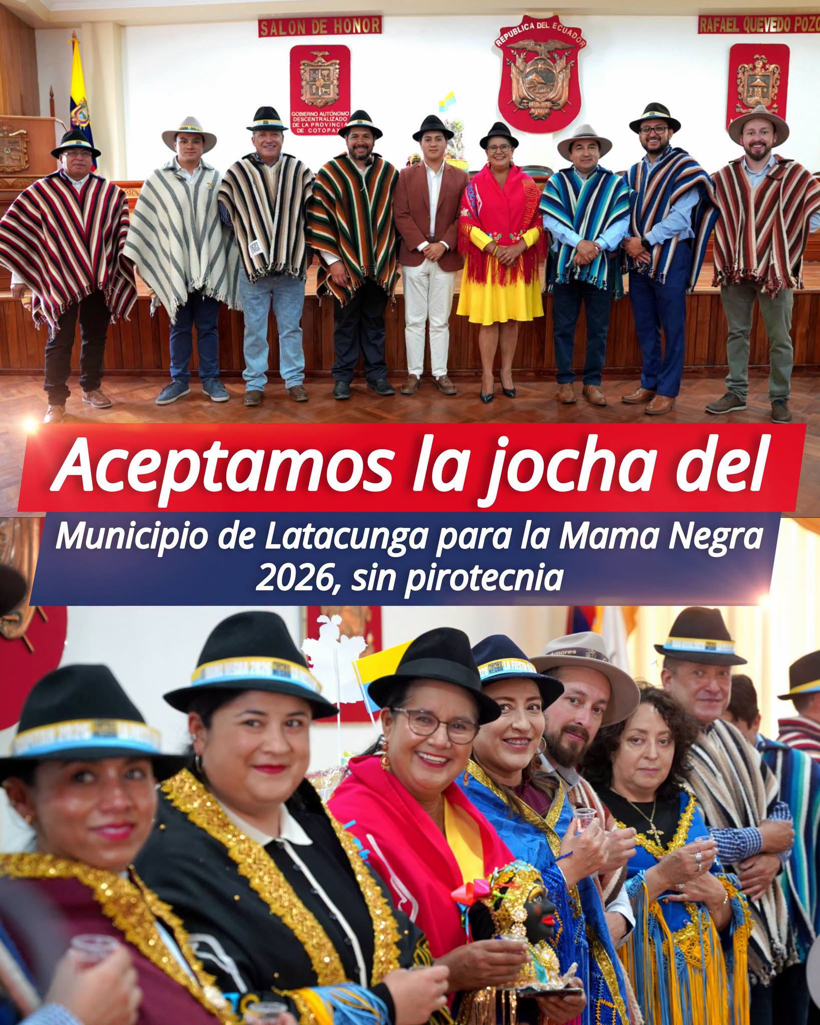La Prefectura Cotopaxi, a través de nuestra prefecta Lulú Tibán, aceptamos la jocha del Municipio de Latacunga para 𝐥𝐚 𝐫𝐞𝐚𝐥𝐢𝐳𝐚𝐜𝐢𝐨́𝐧 𝐝𝐞 𝐥𝐚𝐬 𝐕𝐢́𝐬𝐩𝐞𝐫𝐚𝐬 𝐝𝐞 𝐥𝐚 𝐌𝐚𝐦𝐚 𝐍𝐞𝐠𝐫𝐚 𝟐𝟎𝟐6